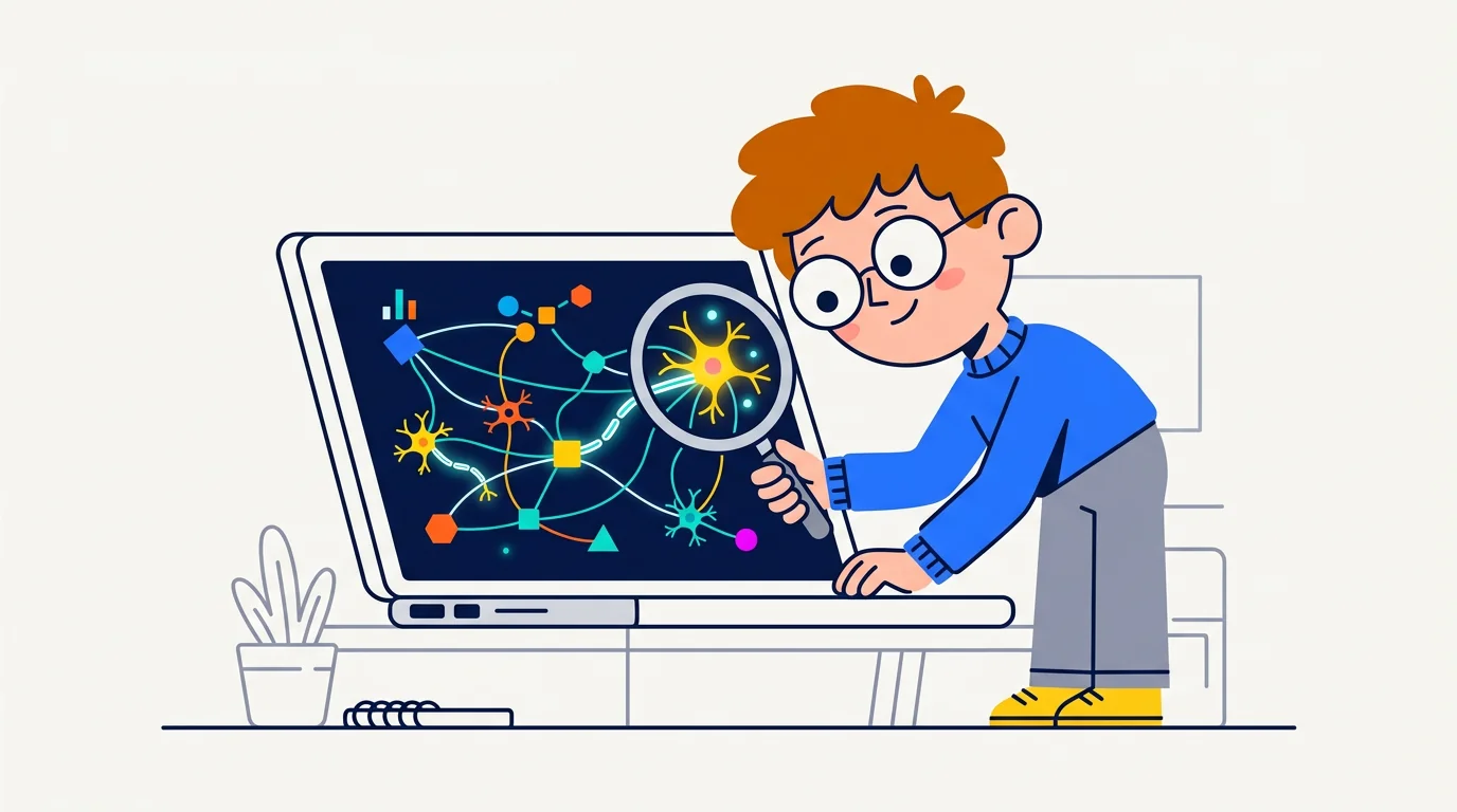 Neural network nodes in electric cyan on deep black background showing AI animation architecture