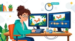 Glowing keyframe timeline with electric teal and orange bursts on dark professional background