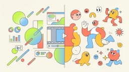 Split-panel cover contrasting clean motion design on one side and character animation on the other