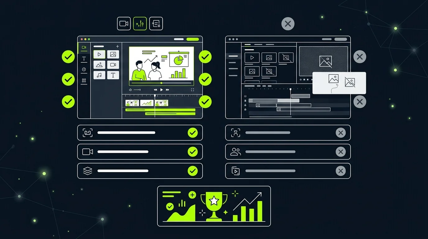 Side-by-side competitive comparison video generated from a feature matrix