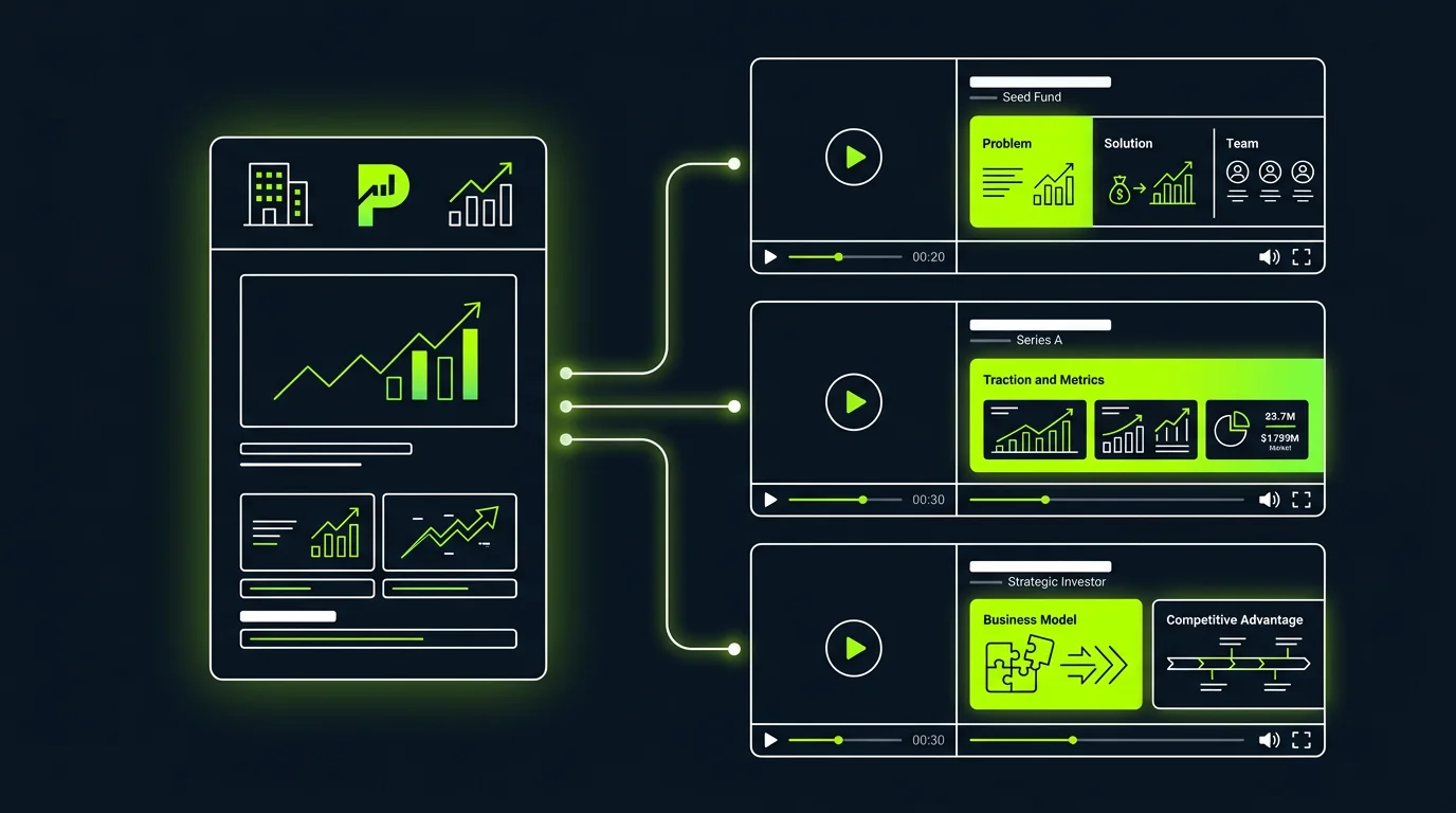 Investor pitch video variants tailored for seed and Series A investors